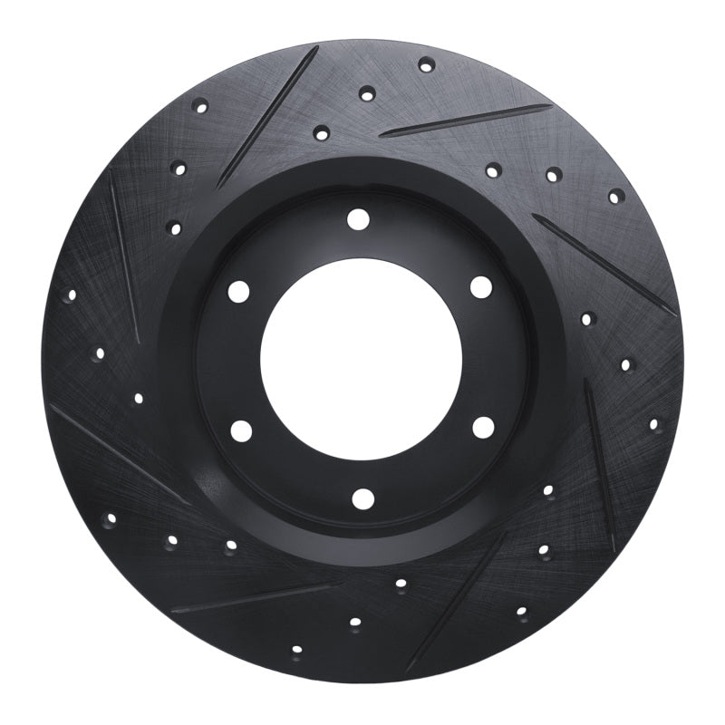R1 79-80 Toyota Pickup Front Right Drilled & Slotted Black Brake Rotor-Brake Rotors - Slot & Drilled-Grocery Getter Performance