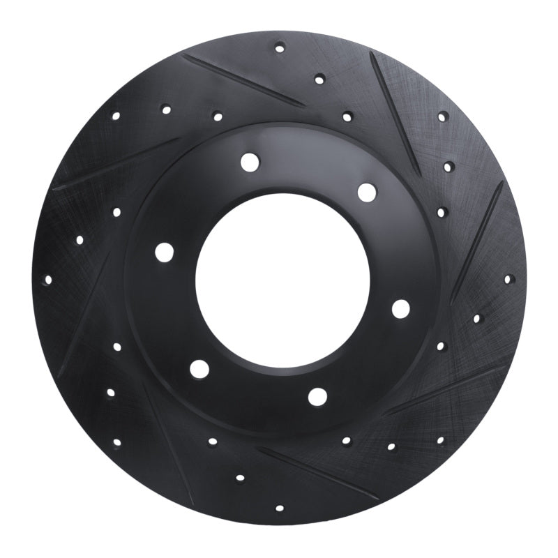 R1 79-80 Toyota Pickup Front Right Drilled & Slotted Black Brake Rotor-Brake Rotors - Slot & Drilled-Grocery Getter Performance