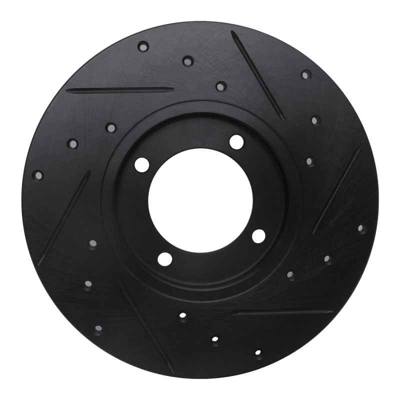 R1 79-81 Toyota Celica Front Left Drilled & Slotted Black Brake Rotor-Brake Rotors - Slot & Drilled-Grocery Getter Performance