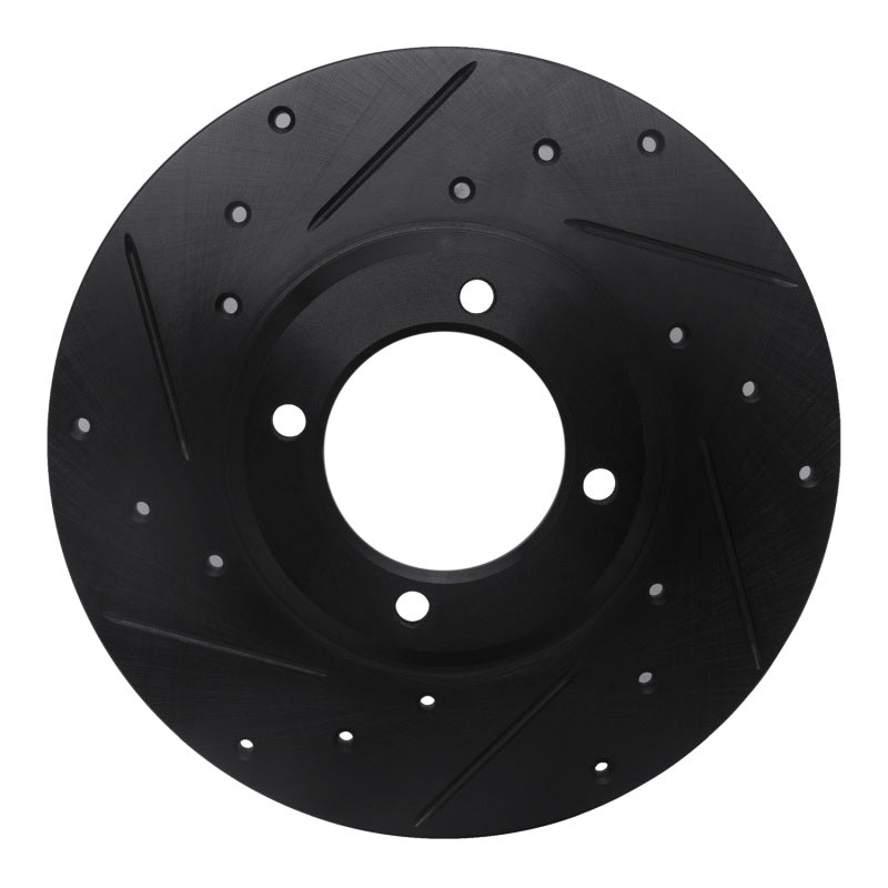 R1 79-81 Toyota Celica Front Left Drilled & Slotted Black Brake Rotor-Brake Rotors - Slot & Drilled-Grocery Getter Performance