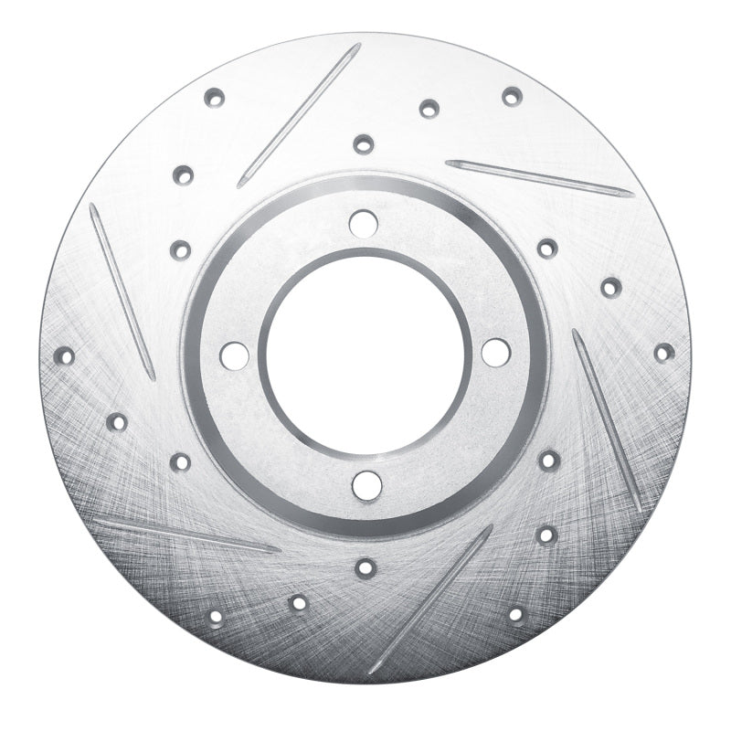 R1 79-81 Toyota Celica Front Left Drilled & Slotted Silver Brake Rotor-Brake Rotors - Slot & Drilled-Grocery Getter Performance