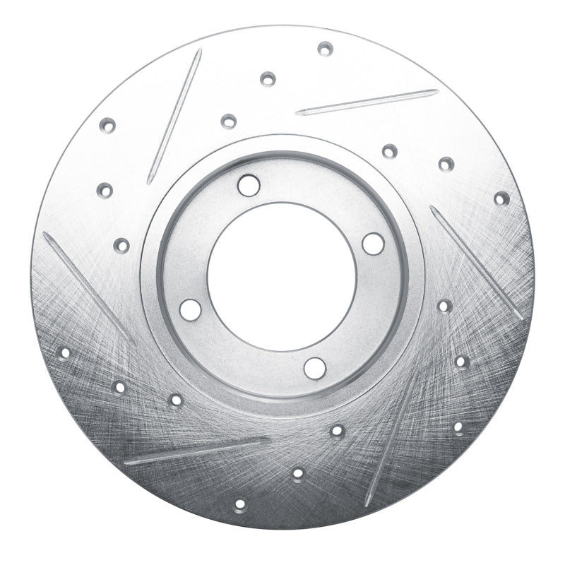 R1 79-81 Toyota Celica Front Right Drilled & Slotted Silver Brake Rotor-Brake Rotors - Slot & Drilled-Grocery Getter Performance