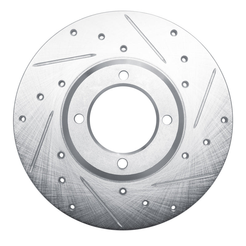 R1 79-81 Toyota Celica Front Right Drilled & Slotted Silver Brake Rotor-Brake Rotors - Slot & Drilled-Grocery Getter Performance