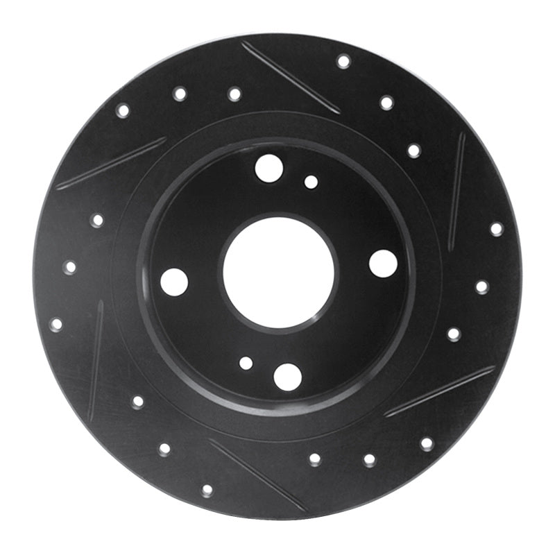 R1 79-81 Toyota Celica Rear Left Drilled & Slotted Black Brake Rotor-Brake Rotors - Slot & Drilled-Grocery Getter Performance