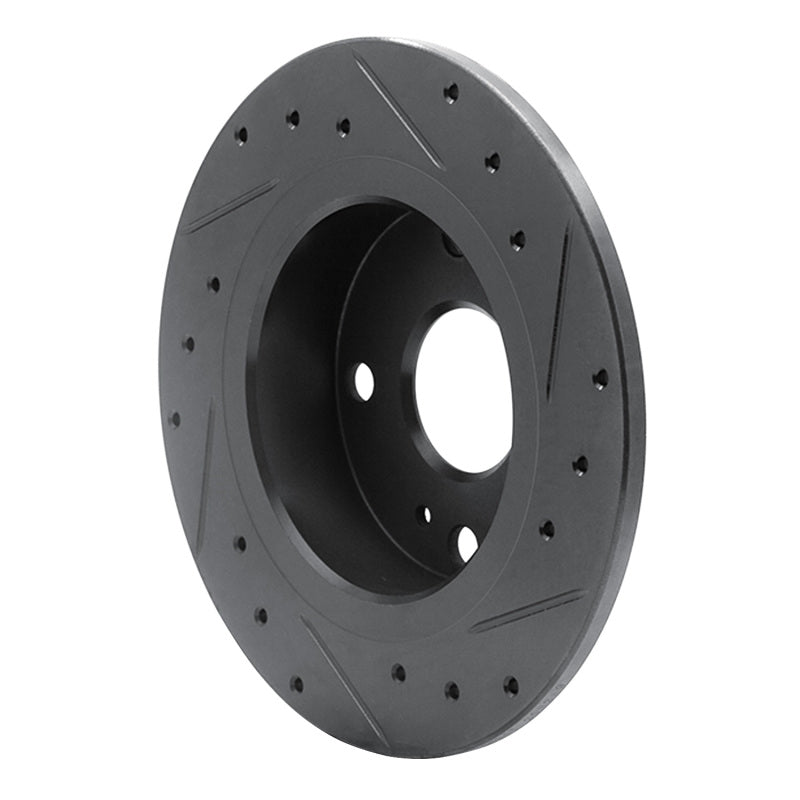 R1 79-81 Toyota Celica Rear Left Drilled & Slotted Black Brake Rotor-Brake Rotors - Slot & Drilled-Grocery Getter Performance