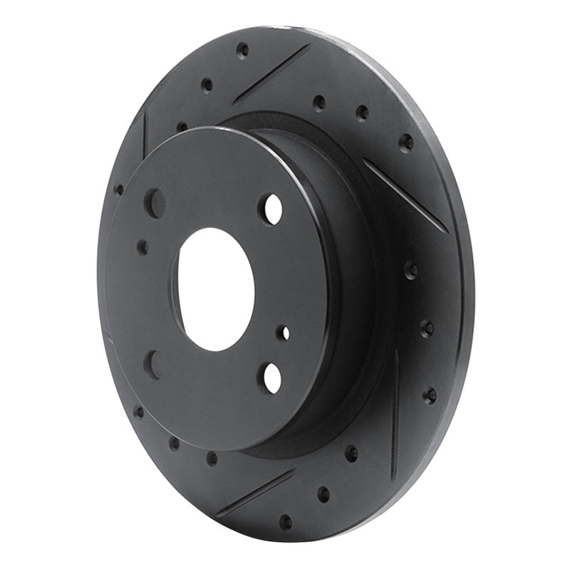R1 79-81 Toyota Celica Rear Left Drilled & Slotted Black Brake Rotor-Brake Rotors - Slot & Drilled-Grocery Getter Performance