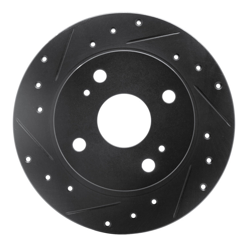 R1 79-81 Toyota Celica Rear Left Drilled & Slotted Black Brake Rotor-Brake Rotors - Slot & Drilled-Grocery Getter Performance