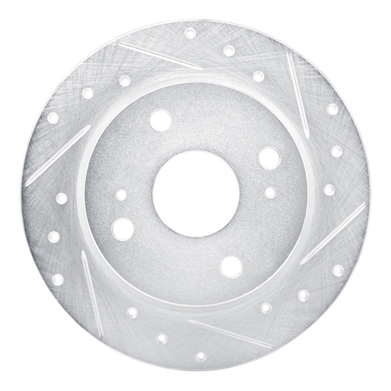 R1 79-81 Toyota Celica Rear Right Drilled & Slotted Silver Brake Rotor-Brake Rotors - Slot & Drilled-Grocery Getter Performance
