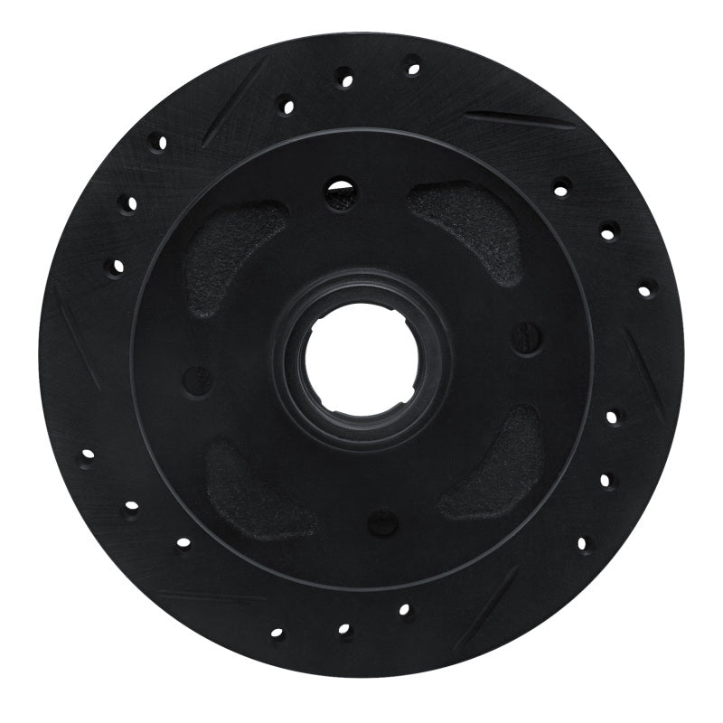R1 79-83 Mazda RX-7 Front Left Drilled & Slotted Black Brake Rotor-Brake Rotors - Slot & Drilled-Grocery Getter Performance