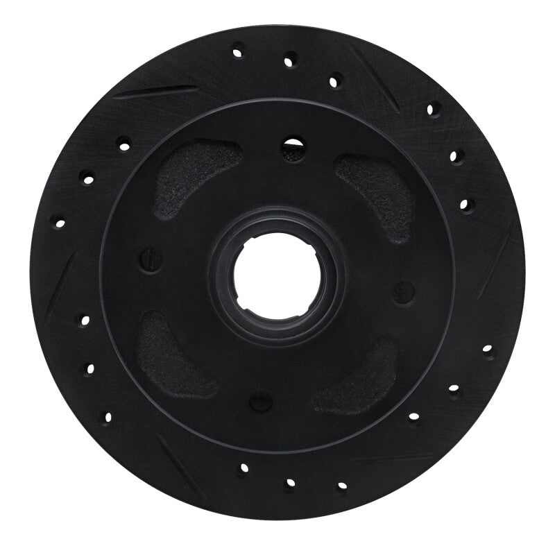 R1 79-83 Mazda RX-7 Front Right Drilled & Slotted Black Brake Rotor-Brake Rotors - Slot & Drilled-Grocery Getter Performance