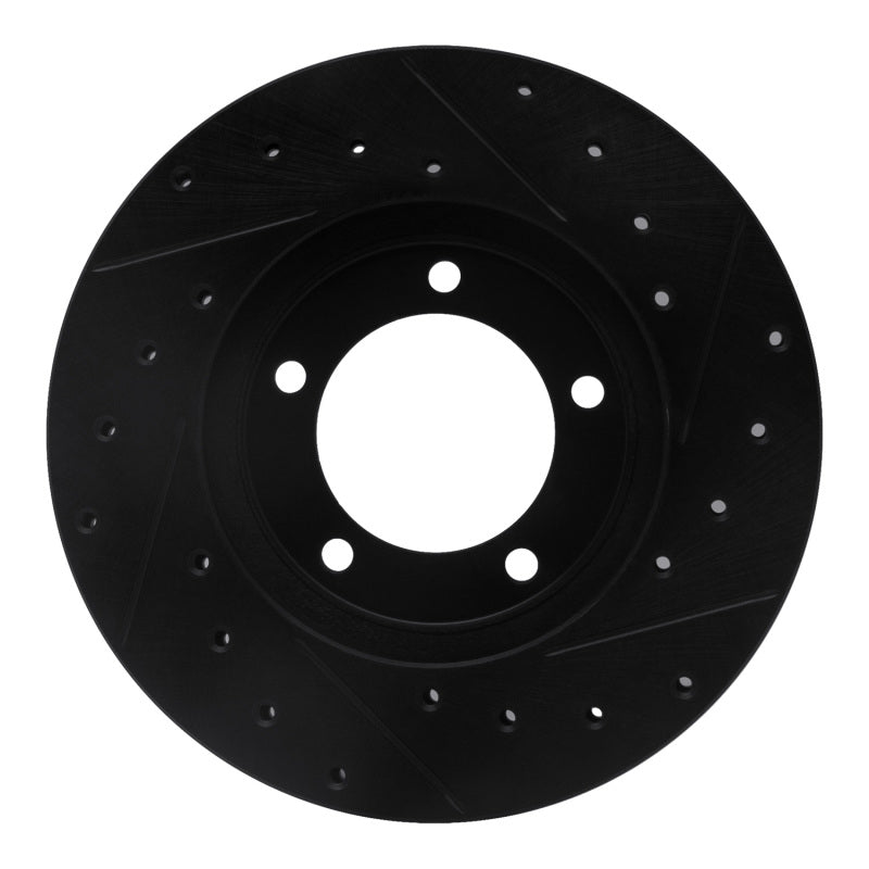 R1 79-83 Toyota Pickup Front Left Drilled & Slotted Black Brake Rotor-Brake Rotors - Slot & Drilled-Grocery Getter Performance