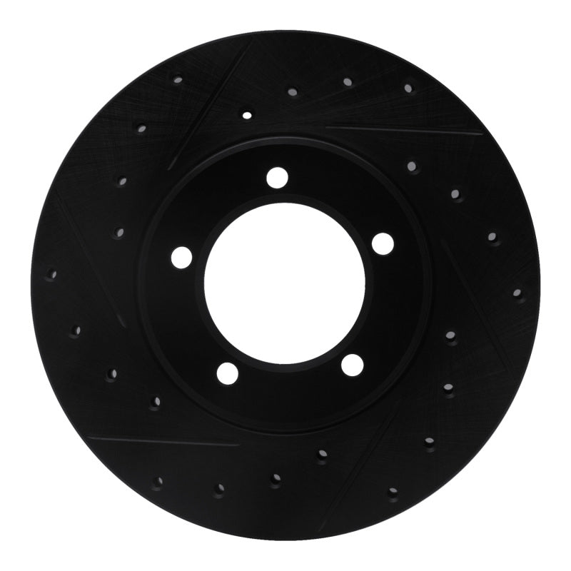 R1 79-83 Toyota Pickup Front Left Drilled & Slotted Black Brake Rotor-Brake Rotors - Slot & Drilled-Grocery Getter Performance