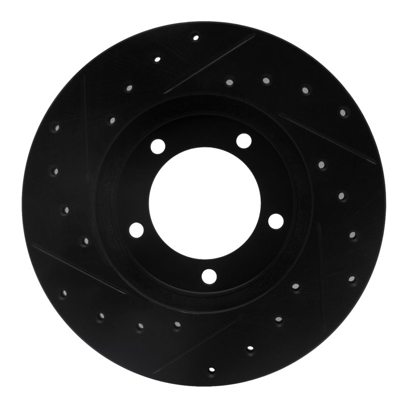 R1 79-83 Toyota Pickup Front Right Drilled & Slotted Black Brake Rotor-Brake Rotors - Slot & Drilled-Grocery Getter Performance