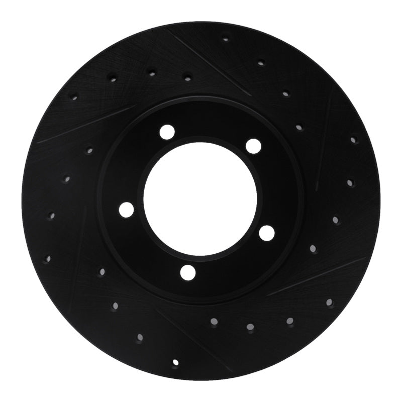 R1 79-83 Toyota Pickup Front Right Drilled & Slotted Black Brake Rotor-Brake Rotors - Slot & Drilled-Grocery Getter Performance