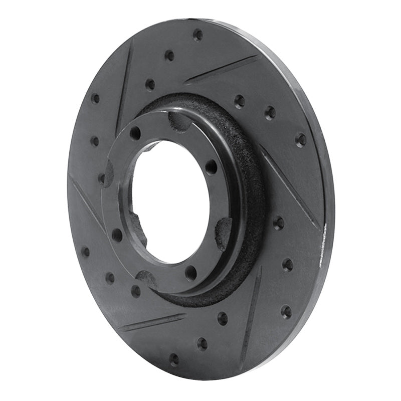 R1 80-82 Toyota Tercel Front Left Drilled & Slotted Black Brake Rotor-Brake Rotors - Slot & Drilled-Grocery Getter Performance