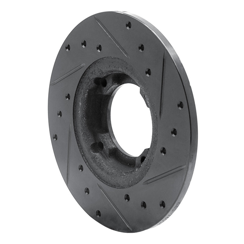 R1 80-82 Toyota Tercel Front Left Drilled & Slotted Black Brake Rotor-Brake Rotors - Slot & Drilled-Grocery Getter Performance