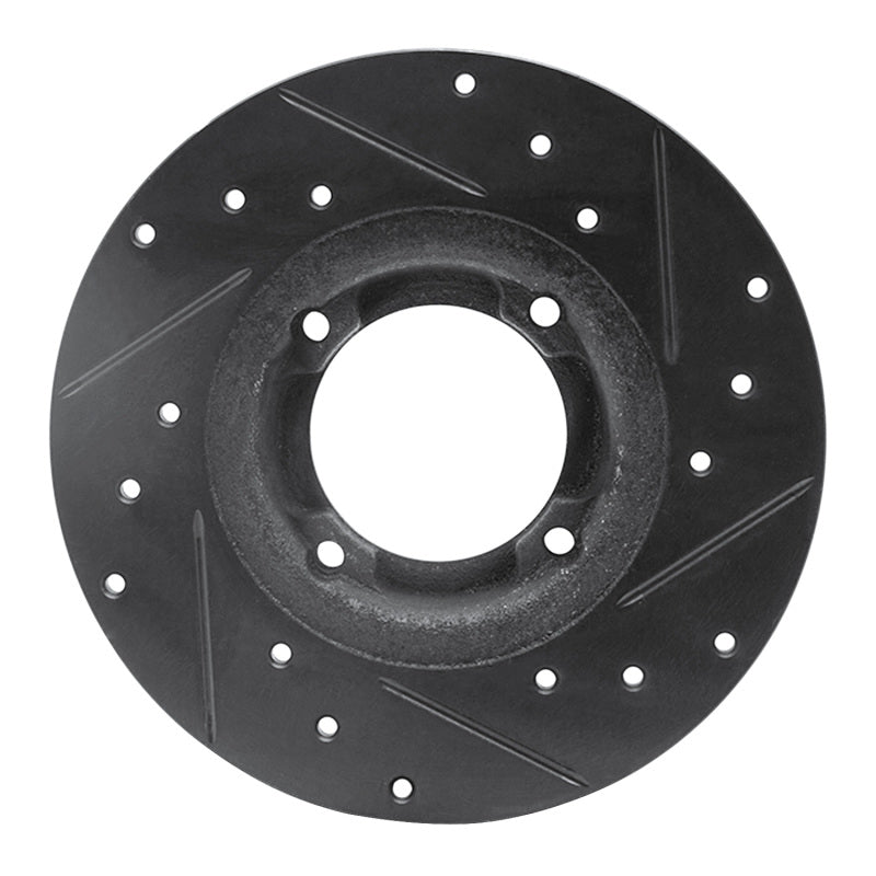 R1 80-82 Toyota Tercel Front Left Drilled & Slotted Black Brake Rotor-Brake Rotors - Slot & Drilled-Grocery Getter Performance