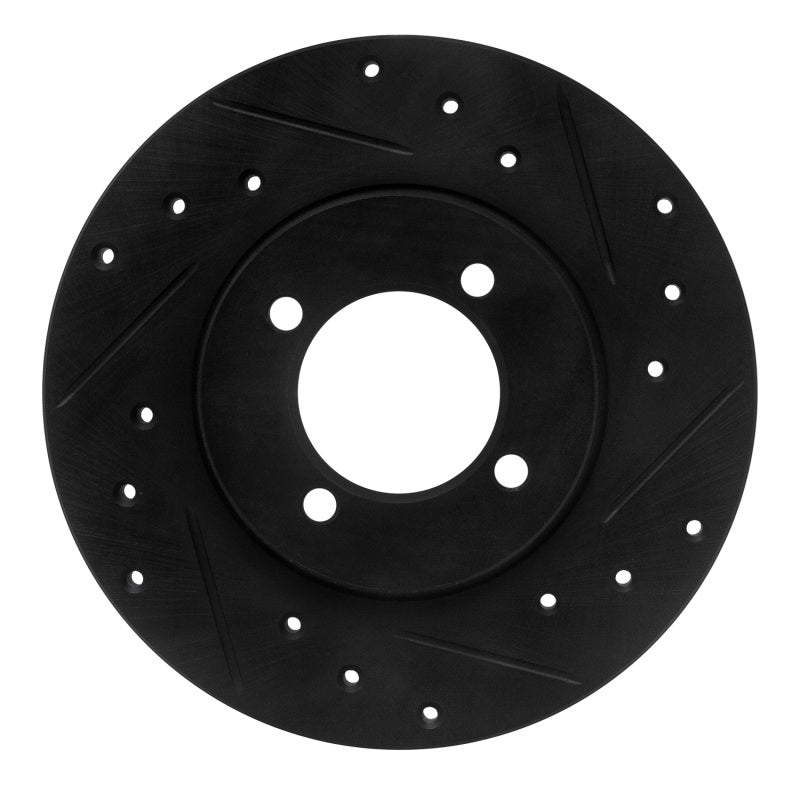 R1 80-83 Toyota Corolla (US/Canada) Front Right Drilled & Slotted Black Brake Rotor-Brake Rotors - Slot & Drilled-Grocery Getter Performance