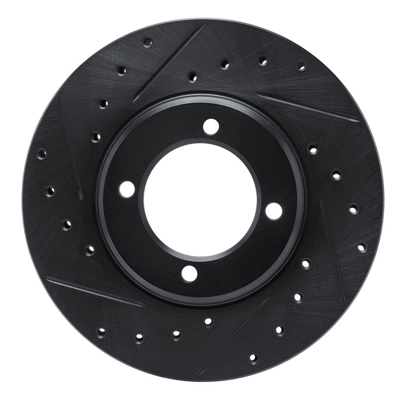 R1 81-82 Toyota Cressida Front Left Drilled & Slotted Black Brake Rotor-Brake Rotors - Slot & Drilled-Grocery Getter Performance