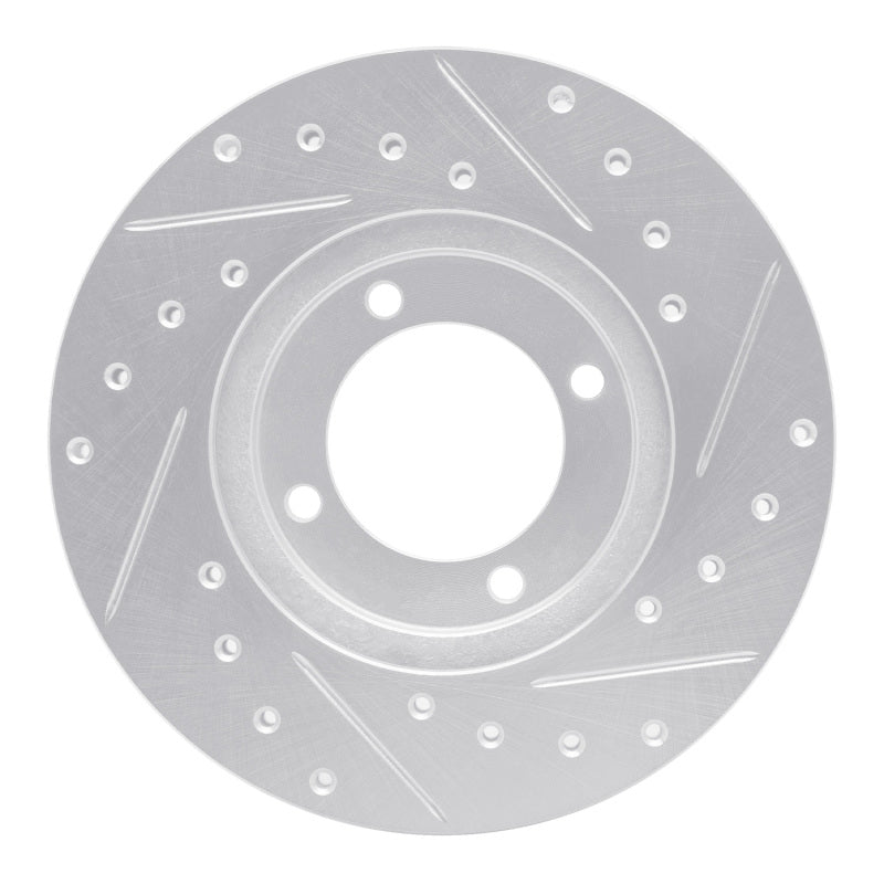 R1 81-82 Toyota Cressida Front Left Drilled & Slotted Silver Brake Rotor-Brake Rotors - Slot & Drilled-Grocery Getter Performance