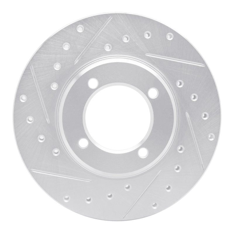 R1 81-82 Toyota Cressida Front Left Drilled & Slotted Silver Brake Rotor-Brake Rotors - Slot & Drilled-Grocery Getter Performance