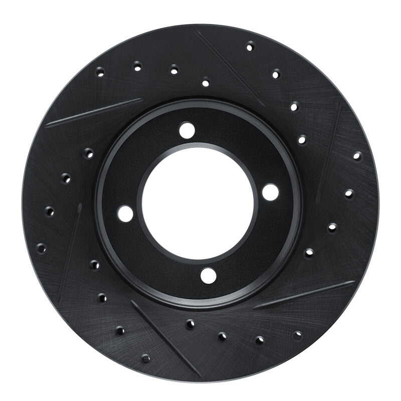 R1 81-82 Toyota Cressida Front Right Drilled & Slotted Black Brake Rotor-Brake Rotors - Slot & Drilled-Grocery Getter Performance