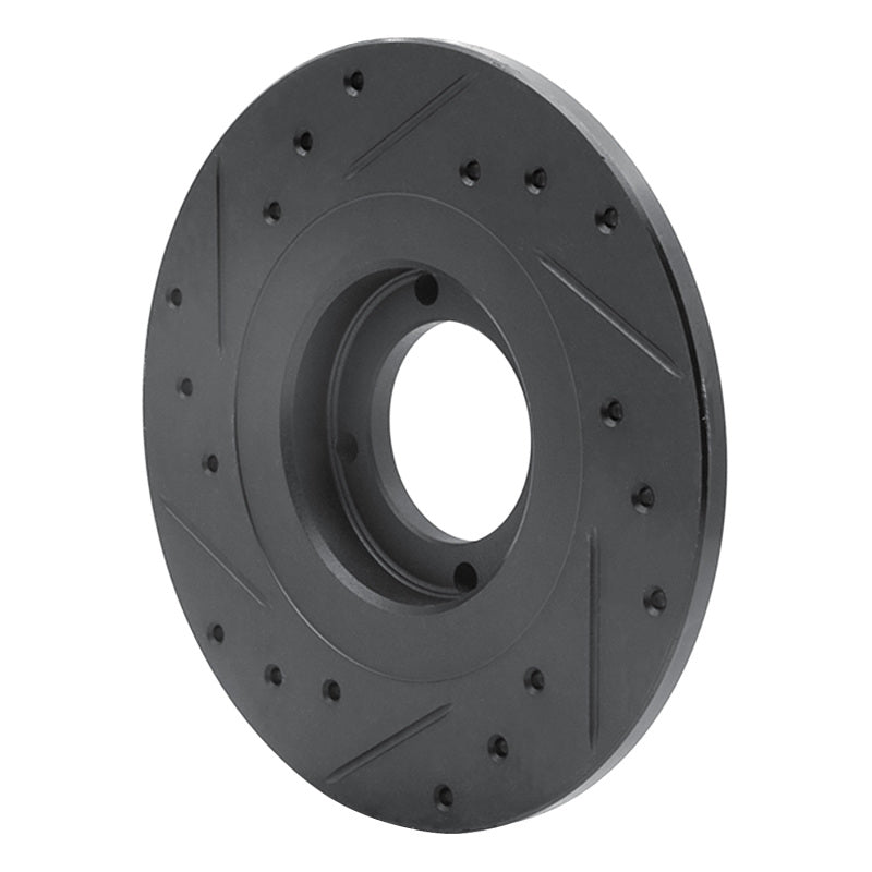 R1 81-84 Toyota STARLET Front Right Drilled & Slotted Black Brake Rotor-Brake Rotors - Slot & Drilled-Grocery Getter Performance