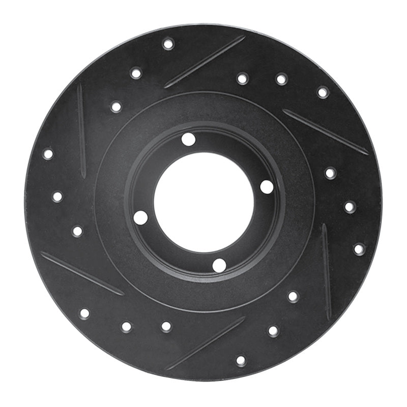 R1 81-84 Toyota STARLET Front Right Drilled & Slotted Black Brake Rotor-Brake Rotors - Slot & Drilled-Grocery Getter Performance
