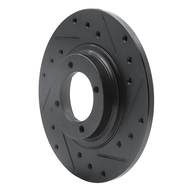 R1 81-84 Toyota STARLET Front Right Drilled & Slotted Black Brake Rotor-Brake Rotors - Slot & Drilled-Grocery Getter Performance