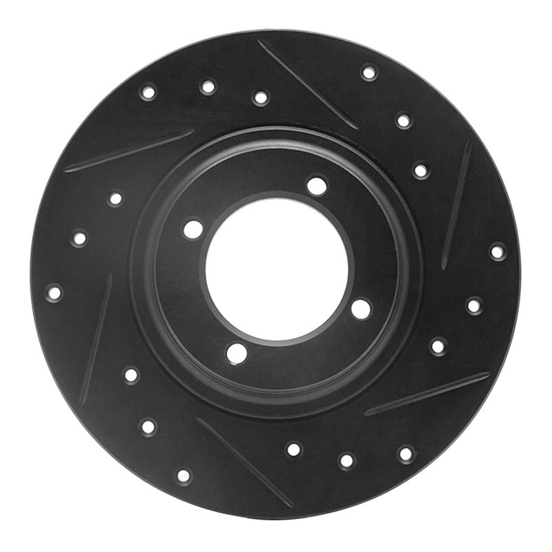 R1 81-84 Toyota STARLET Front Right Drilled & Slotted Black Brake Rotor-Brake Rotors - Slot & Drilled-Grocery Getter Performance