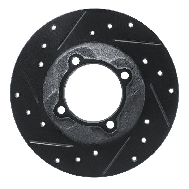 R1 81-85 Mazda GLC Front Left Drilled & Slotted Black Brake Rotor-Brake Rotors - Slot & Drilled-Grocery Getter Performance