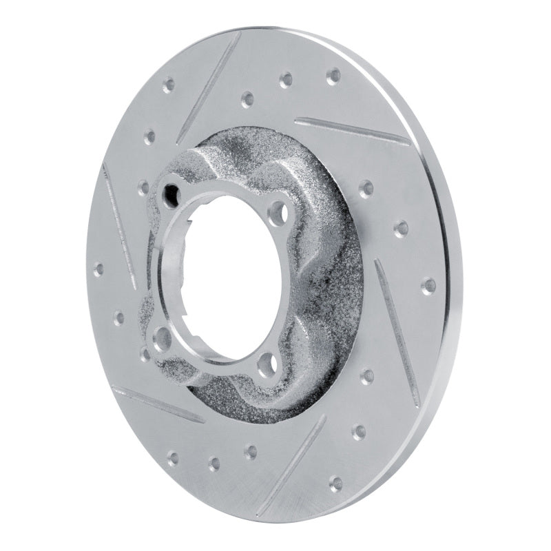 R1 81-85 Mazda GLC Front Left Drilled & Slotted Silver Brake Rotor-Brake Rotors - Slot & Drilled-Grocery Getter Performance