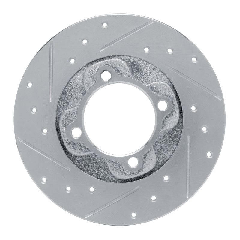 R1 81-85 Mazda GLC Front Left Drilled & Slotted Silver Brake Rotor-Brake Rotors - Slot & Drilled-Grocery Getter Performance