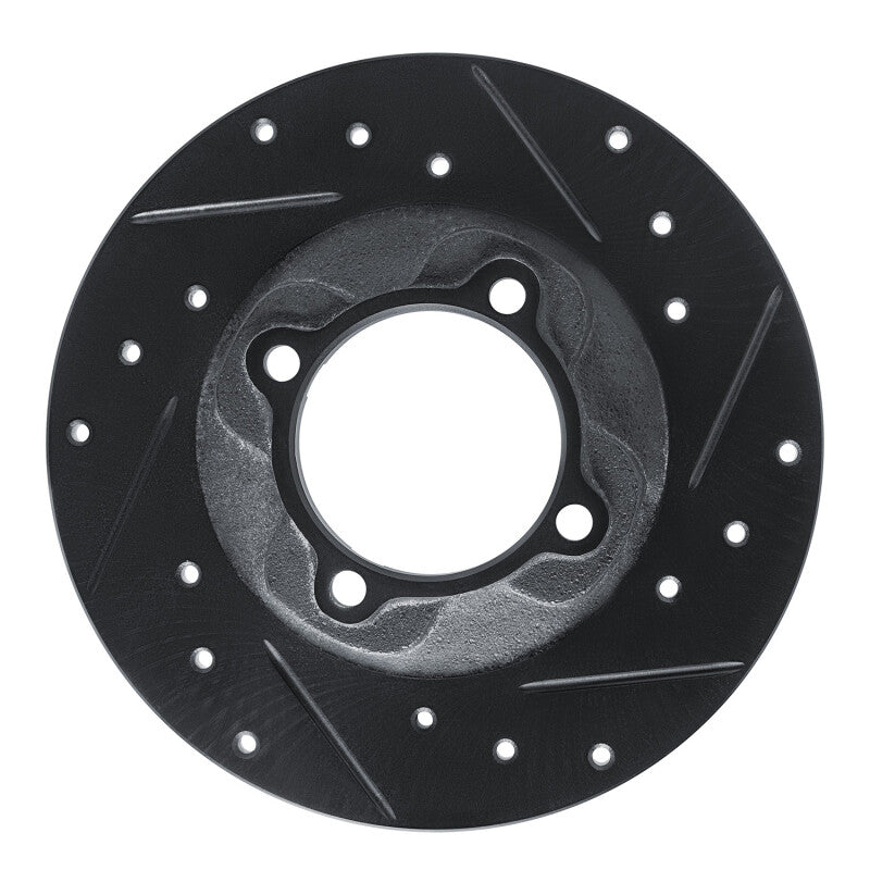 R1 81-85 Mazda GLC Front Right Drilled & Slotted Black Brake Rotor-Brake Rotors - Slot & Drilled-Grocery Getter Performance