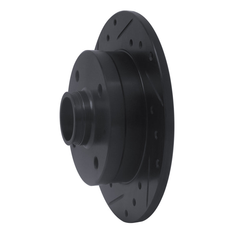 R1 81-85 Mazda RX-7 Rear Left Drilled & Slotted Black Brake Rotor-Brake Rotors - Slot & Drilled-Grocery Getter Performance