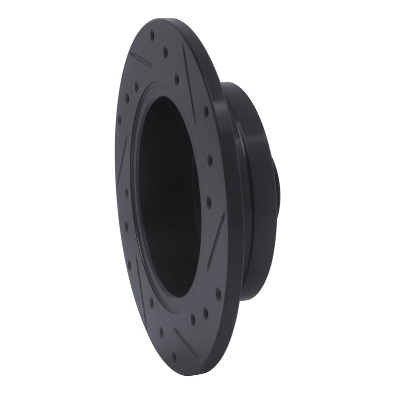 R1 81-85 Mazda RX-7 Rear Left Drilled & Slotted Black Brake Rotor-Brake Rotors - Slot & Drilled-Grocery Getter Performance
