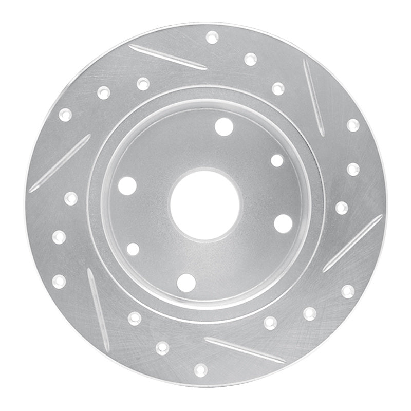 R1 81-85 Mazda RX-7 Rear Left Drilled & Slotted Silver Brake Rotor-Brake Rotors - Slot & Drilled-Grocery Getter Performance