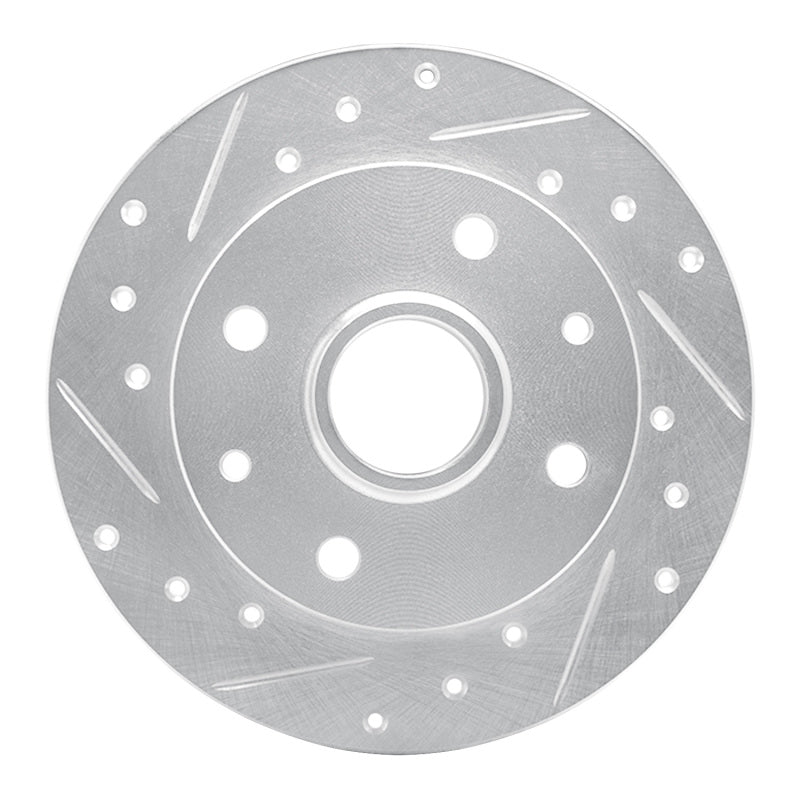 R1 81-85 Mazda RX-7 Rear Left Drilled & Slotted Silver Brake Rotor-Brake Rotors - Slot & Drilled-Grocery Getter Performance