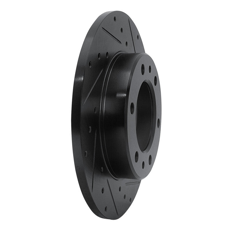 R1 81-85 Toyota 4Runner Front Right Drilled & Slotted Black Brake Rotor-Brake Rotors - Slot & Drilled-Grocery Getter Performance