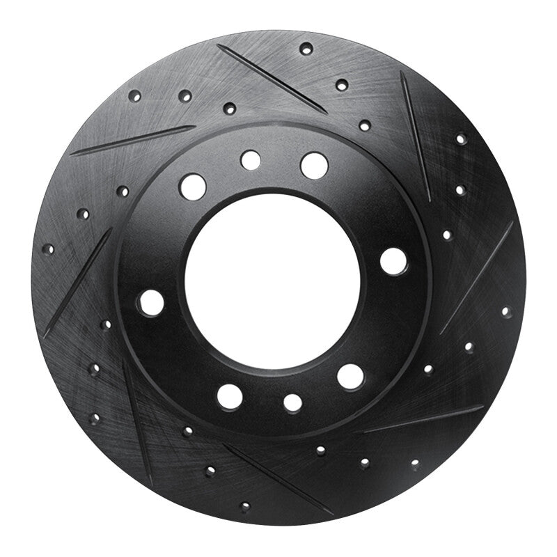 R1 81-85 Toyota 4Runner Front Right Drilled & Slotted Black Brake Rotor-Brake Rotors - Slot & Drilled-Grocery Getter Performance
