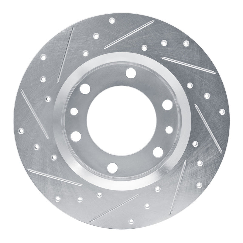 R1 81-85 Toyota Pickup Front Right Drilled & Slotted Silver Brake Rotor-Brake Rotors - Slot & Drilled-Grocery Getter Performance