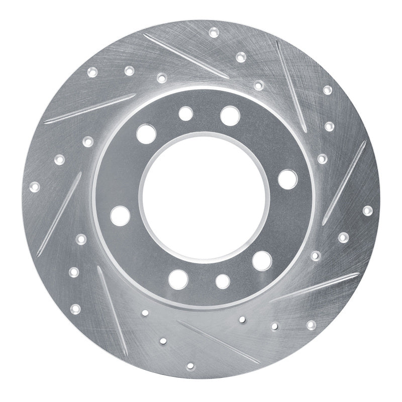 R1 81-85 Toyota Pickup Front Right Drilled & Slotted Silver Brake Rotor-Brake Rotors - Slot & Drilled-Grocery Getter Performance