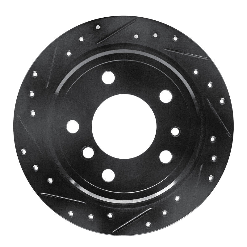 R1 81-86 BMW 735I Rear Left Drilled & Slotted Black Brake Rotor-Brake Rotors - Slot & Drilled-Grocery Getter Performance