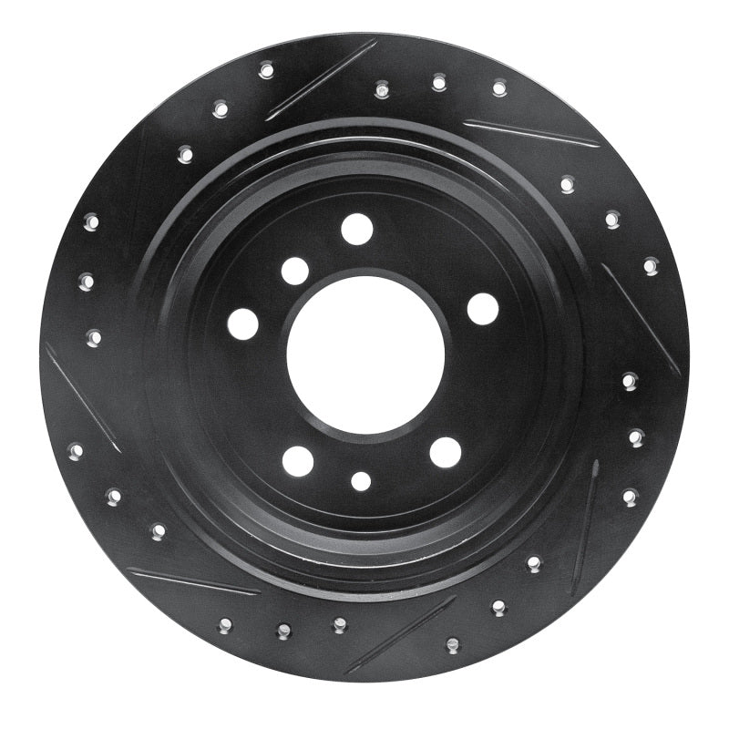 R1 81-86 BMW 735I Rear Right Drilled & Slotted Black Brake Rotor-Brake Rotors - Slot & Drilled-Grocery Getter Performance