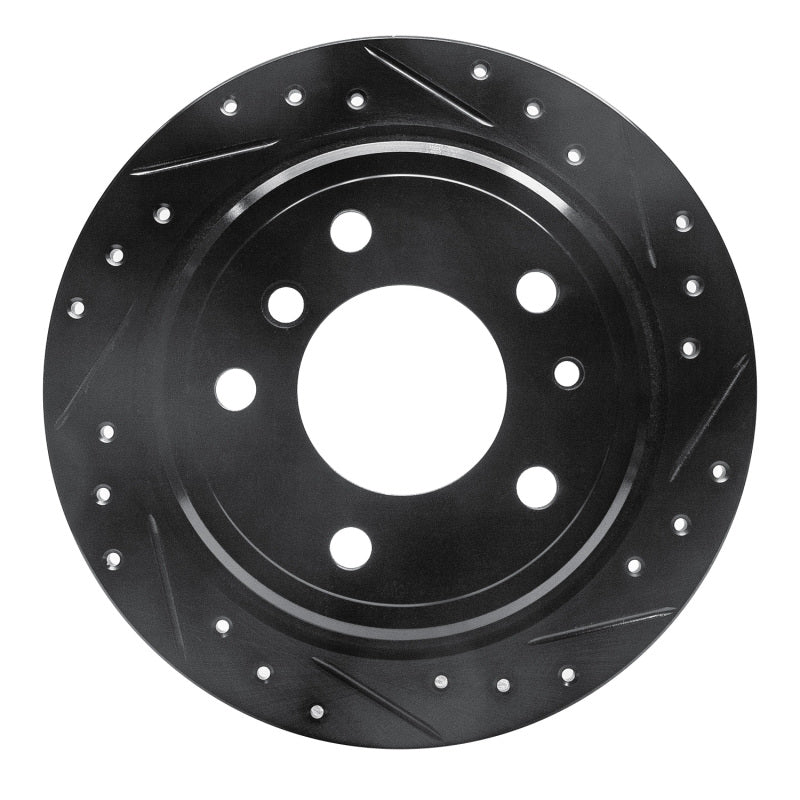 R1 81-86 BMW 735I Rear Right Drilled & Slotted Black Brake Rotor-Brake Rotors - Slot & Drilled-Grocery Getter Performance