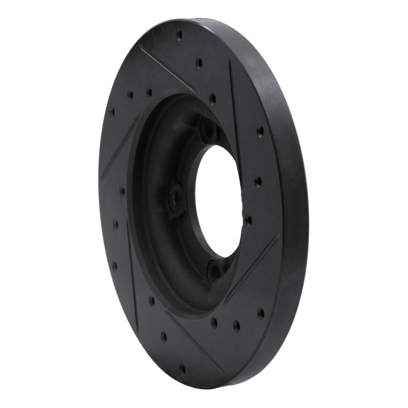 R1 82-84 Mazda B2000 Front Left Drilled & Slotted Black Brake Rotor-Brake Rotors - Slot & Drilled-Grocery Getter Performance