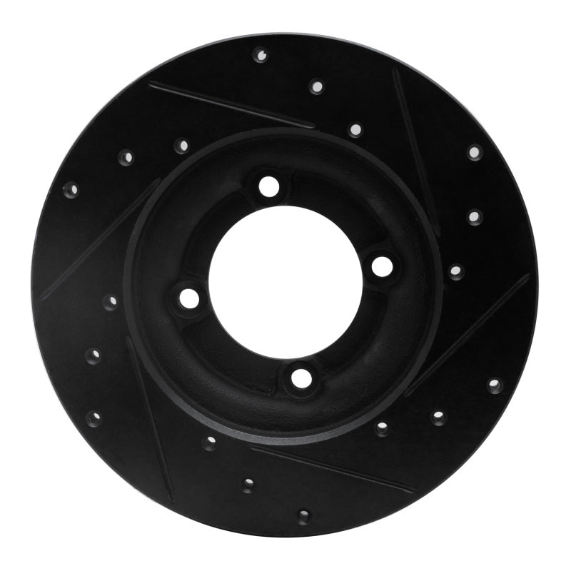 R1 82-84 Mazda B2000 Front Left Drilled & Slotted Black Brake Rotor-Brake Rotors - Slot & Drilled-Grocery Getter Performance