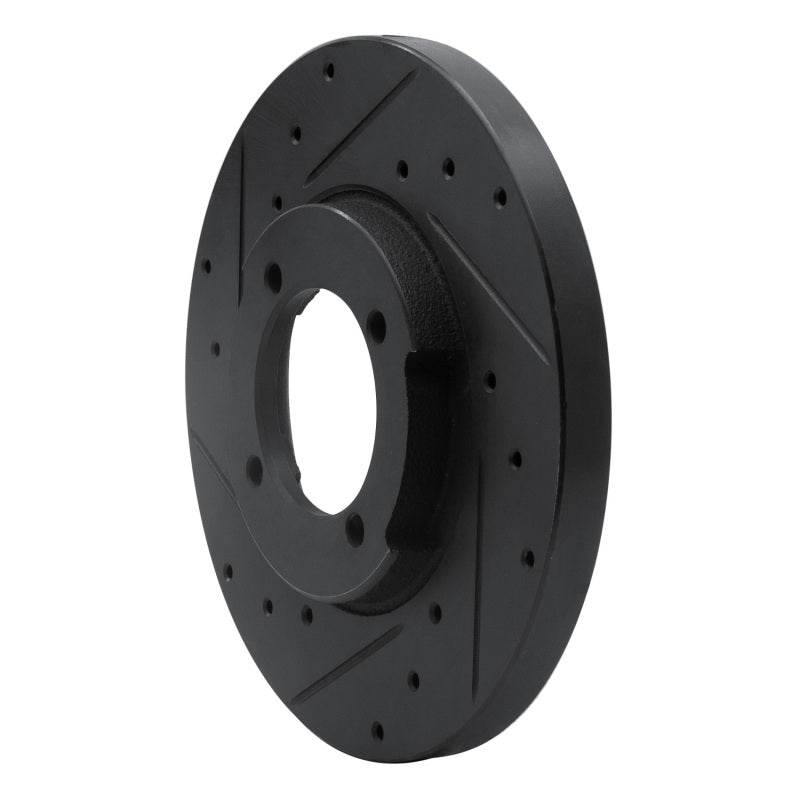 R1 82-84 Mazda B2000 Front Left Drilled & Slotted Black Brake Rotor-Brake Rotors - Slot & Drilled-Grocery Getter Performance