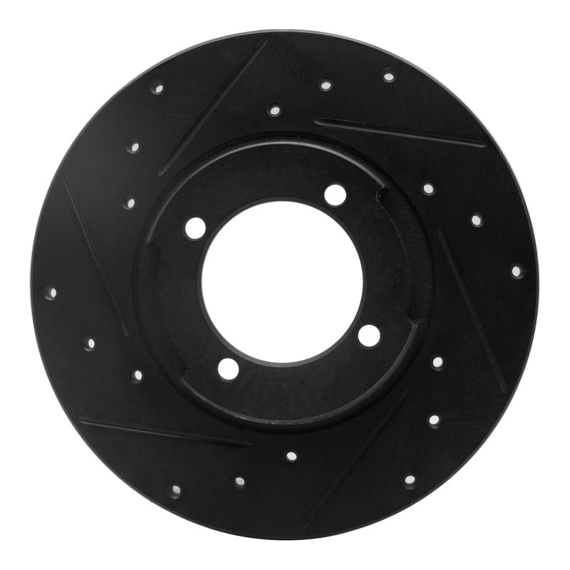 R1 82-84 Mazda B2000 Front Left Drilled & Slotted Black Brake Rotor-Brake Rotors - Slot & Drilled-Grocery Getter Performance