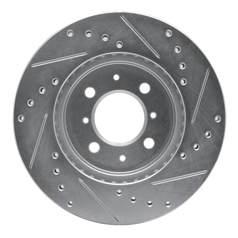 R1 82-84 Mazda B2000 Front Left Drilled & Slotted Silver Brake Rotor-Brake Rotors - Slot & Drilled-Grocery Getter Performance